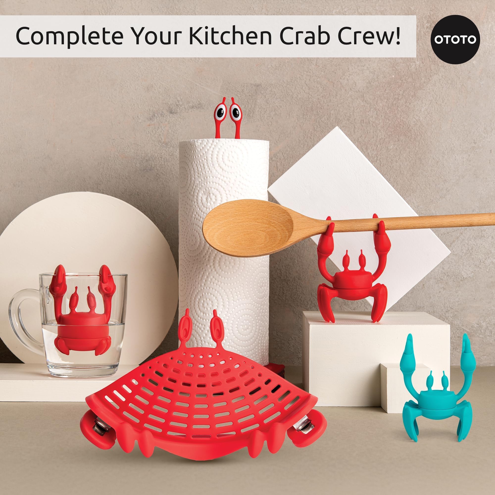 NEW Crabby Clip-On Strainer by OTOTO - Silicone and Stainless Steel Pasta Strainer, Funny Gifts, Cute Kitchen Accessories, Red Crab, Cool Kitchen Gadgets - Image 11