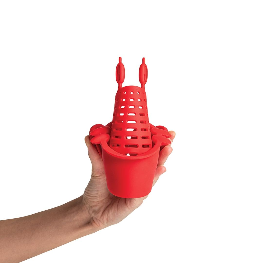 NEW Crabby Clip-On Strainer by OTOTO - Silicone and Stainless Steel Pasta Strainer, Funny Gifts, Cute Kitchen Accessories, Red Crab, Cool Kitchen Gadgets - Image 4