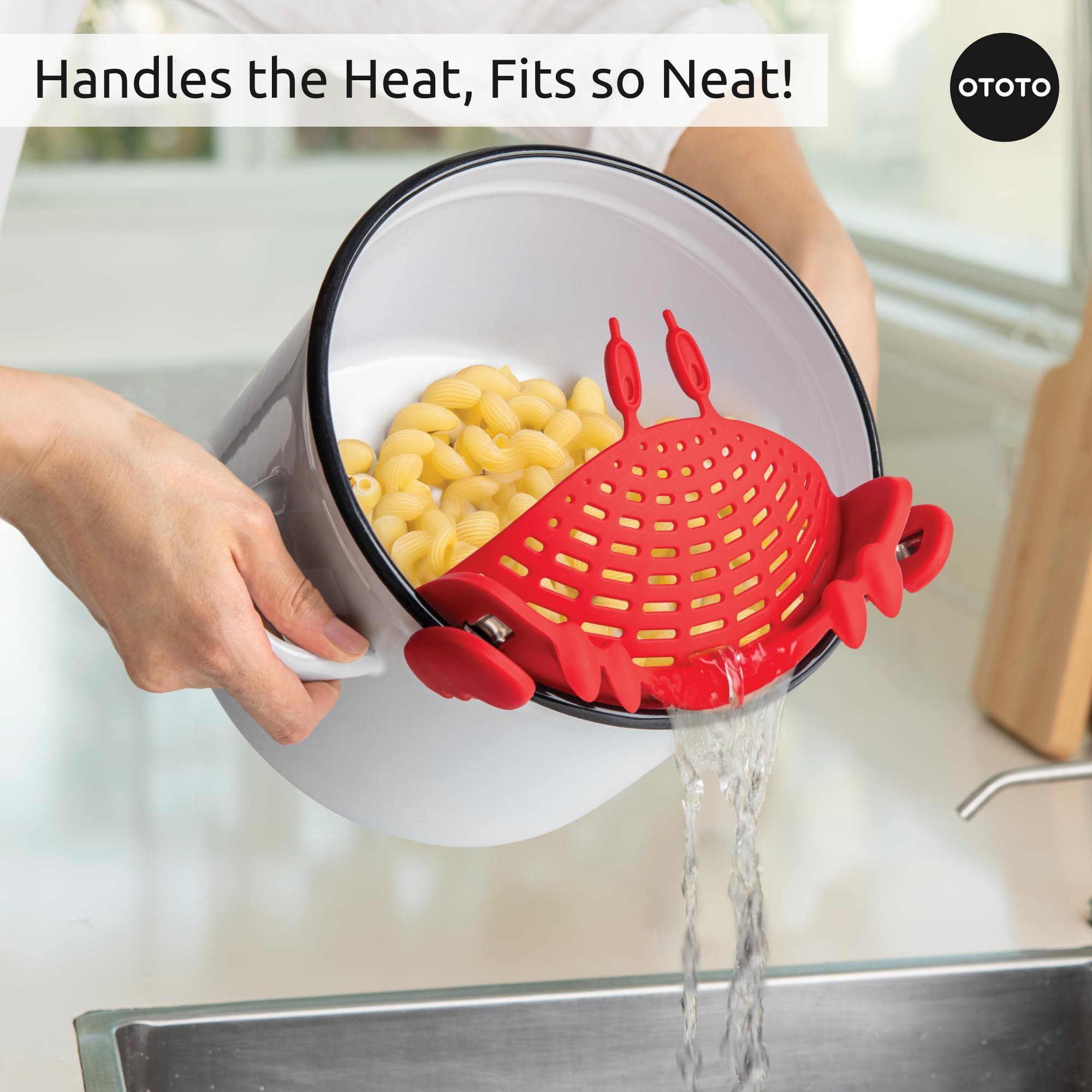 NEW Crabby Clip-On Strainer by OTOTO - Silicone and Stainless Steel Pasta Strainer, Funny Gifts, Cute Kitchen Accessories, Red Crab, Cool Kitchen Gadgets - Image 6