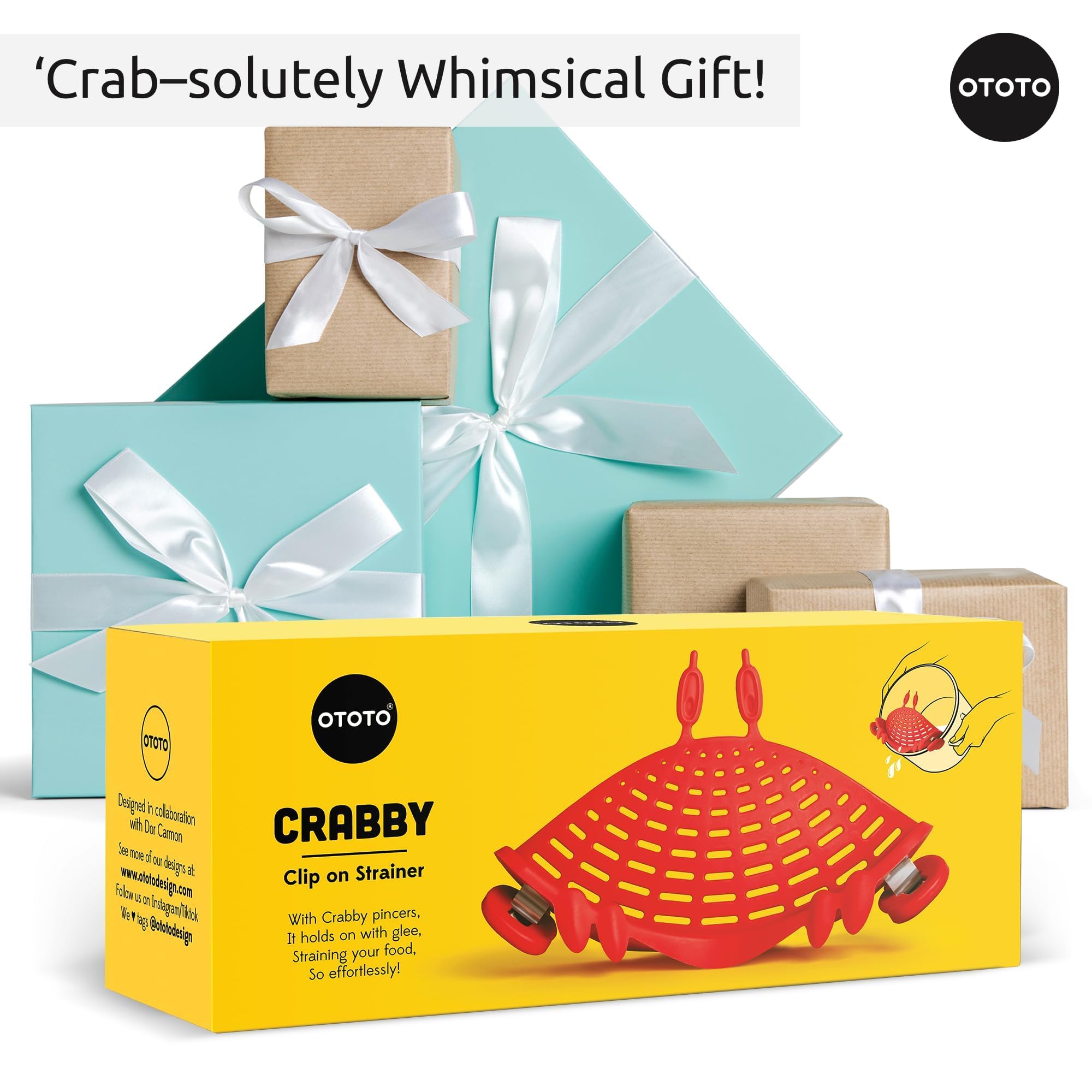 NEW Crabby Clip-On Strainer by OTOTO - Silicone and Stainless Steel Pasta Strainer, Funny Gifts, Cute Kitchen Accessories, Red Crab, Cool Kitchen Gadgets - Image 9