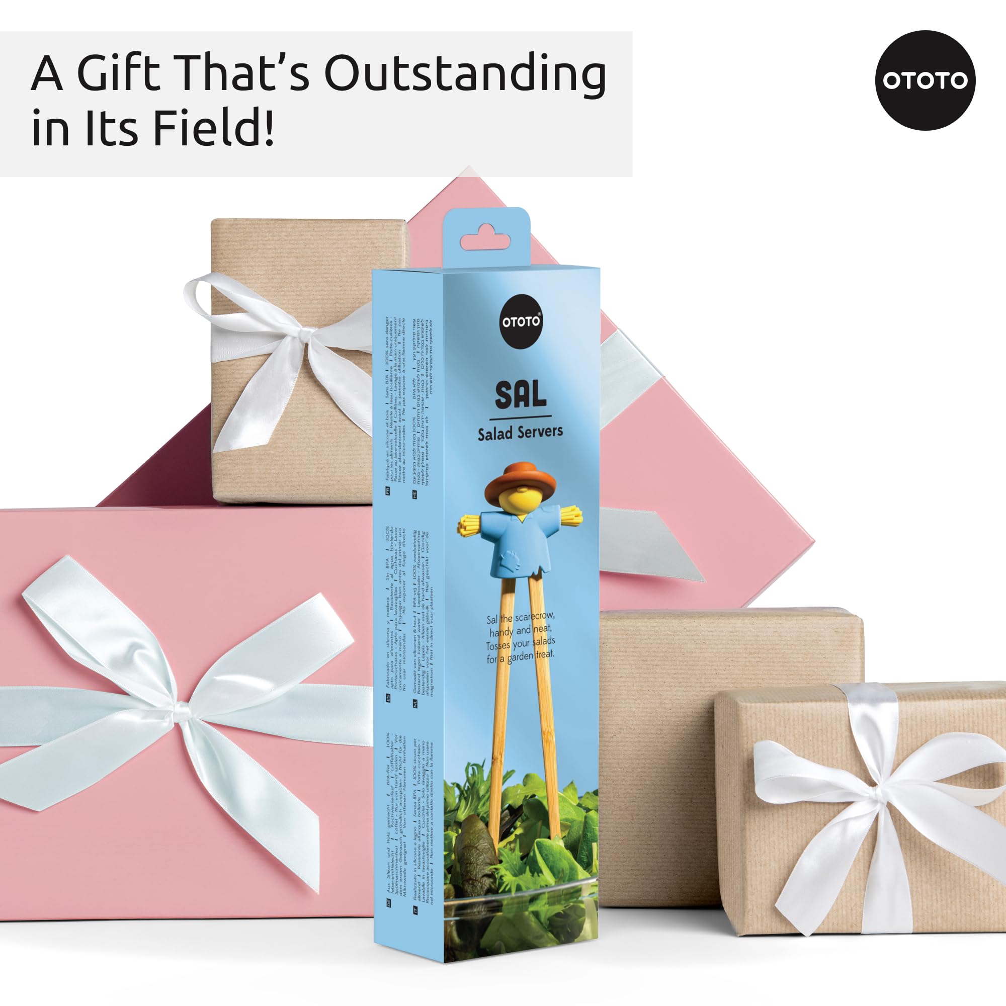 NEW - OTOTO Sal Scarecrow Salad Tongs (2-Piece) - Wooden Tongs Set, Food Safe Toaster Tongs for Serving, Cute Kitchen Tongs, Cool Kitchen Gadgets Accessories, Funny Gifts, Mini Tongs (Blue) - Image 7