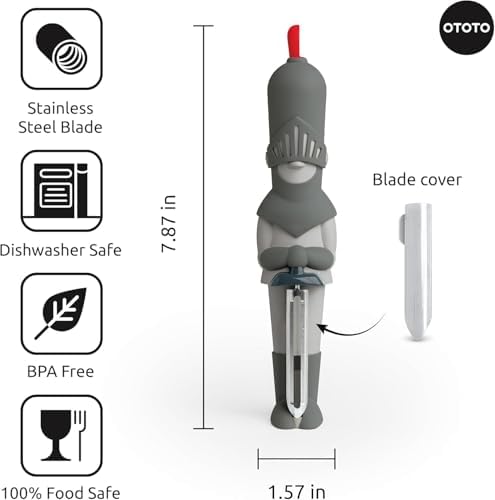 NEW OTOTO Sir Peels A-Lot Medieval Knight Vegetable Peeler - Swivel Vegetable Peelers for Potatoes, Fruits, Cute Gadgets, Gifts, Potato, Veggie, Fruit Peeler, Cute Kitchen Accessories - Image 5