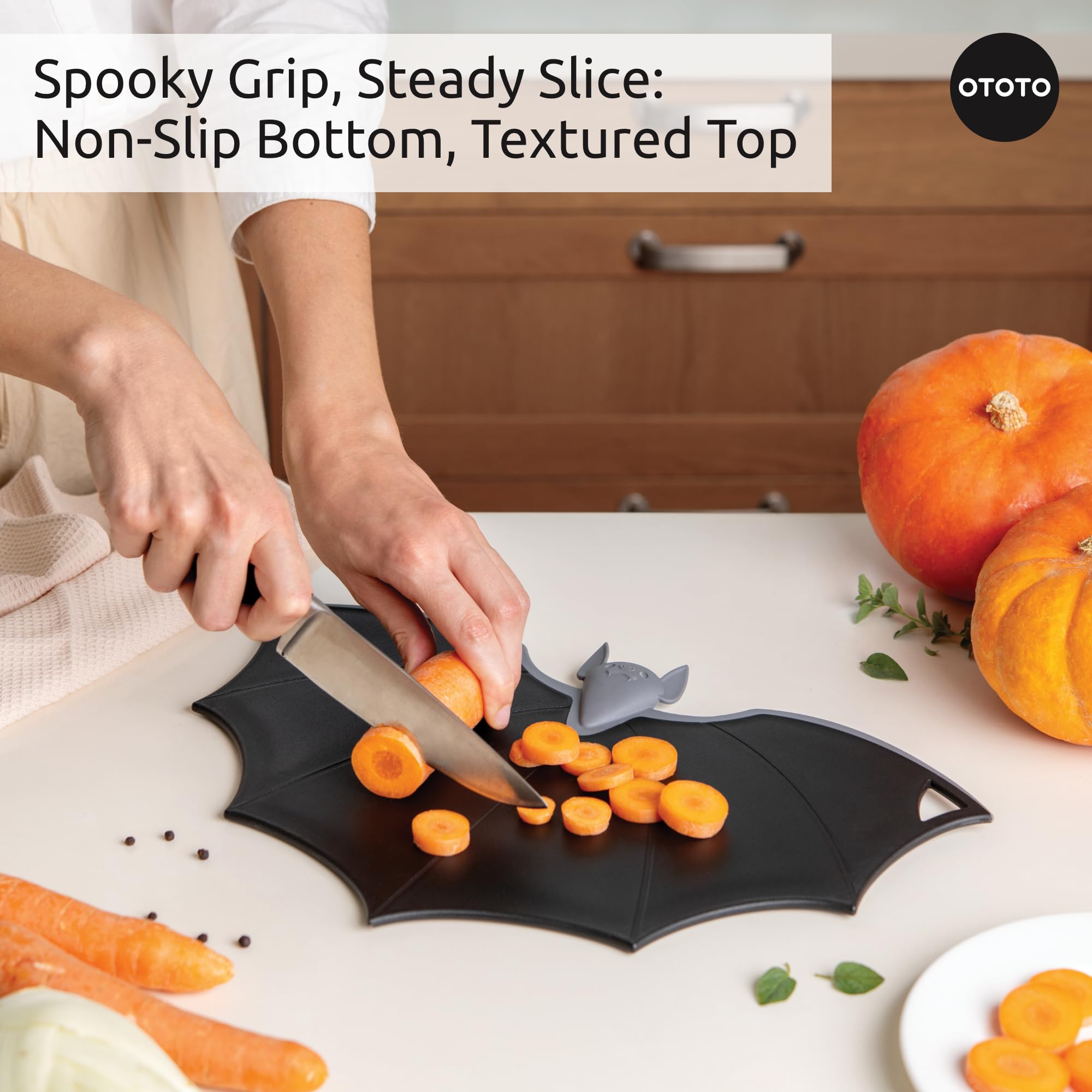 OTOTO Cutting Board - Wooden & Plastic Cutting Boards for Kitchen, Fun & Spooky Kitchen Gadgets, Housewarming & Goth Gifts, Dishwasher Safe (Bat, Plastic) - Image 5
