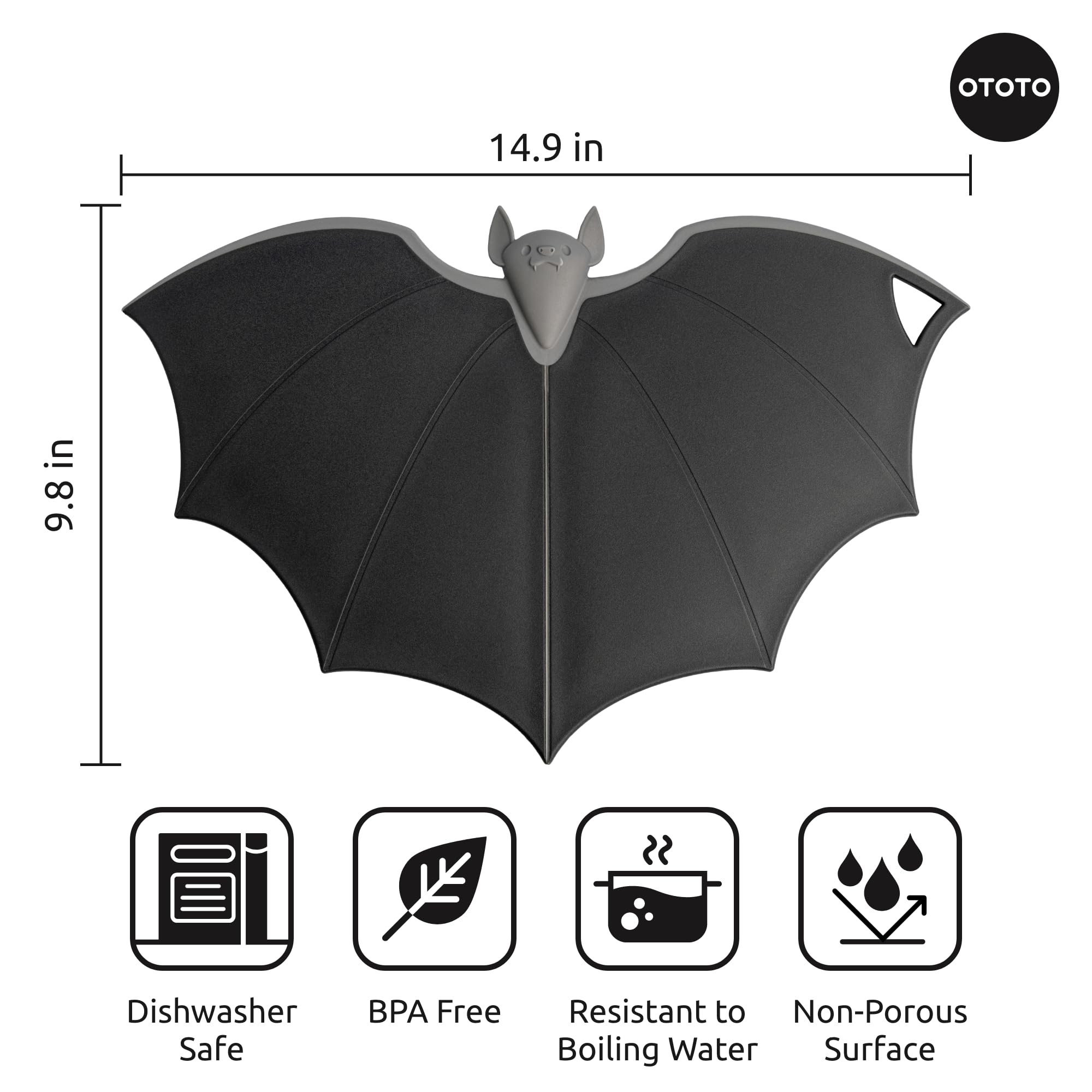 OTOTO Cutting Board - Wooden & Plastic Cutting Boards for Kitchen, Fun & Spooky Kitchen Gadgets, Housewarming & Goth Gifts, Dishwasher Safe (Bat, Plastic) - Image 6