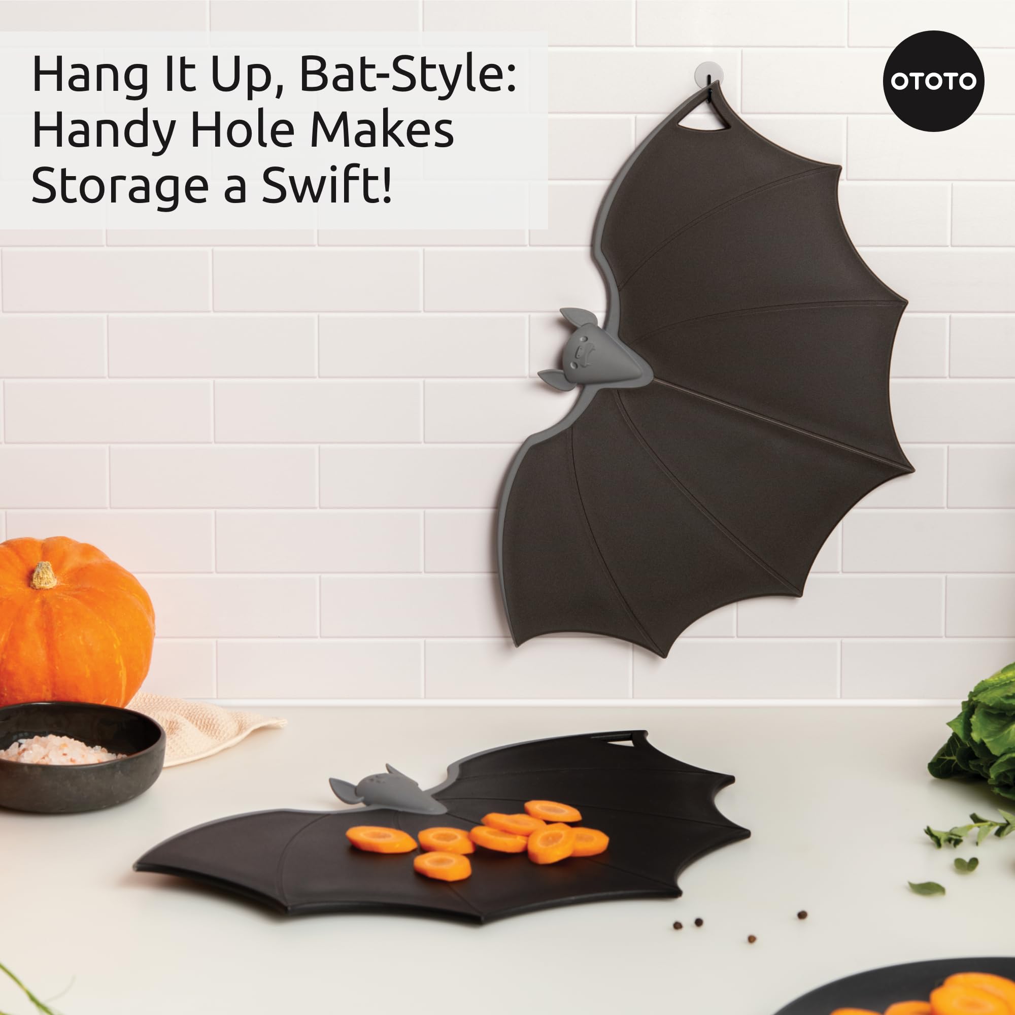 OTOTO Cutting Board - Wooden & Plastic Cutting Boards for Kitchen, Fun & Spooky Kitchen Gadgets, Housewarming & Goth Gifts, Dishwasher Safe (Bat, Plastic) - Image 7