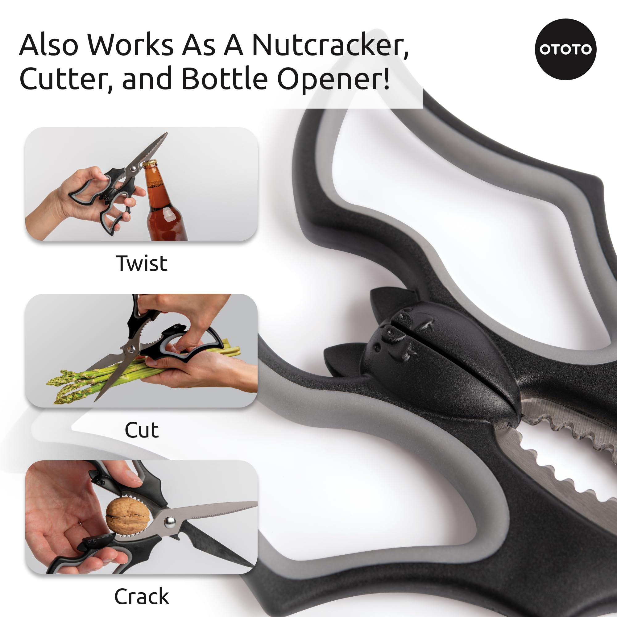 OTOTO Elizabat Kitchen Scissors - Halloween Goth Cute Bat Kitchen Shears, Gothic Scissors Utensils - Spooky Bats Halloween Gifts, Cute Gadgets, Kitchen Gadgets - Image 4