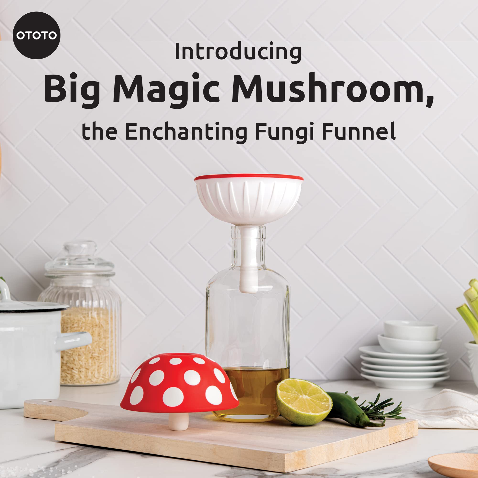 OTOTO Magic Mushroom Small and Magic Mushroom XL Foldable Kitchen Funnel - Bundle of 2 Fun Kitchen Gadgets - Image 7