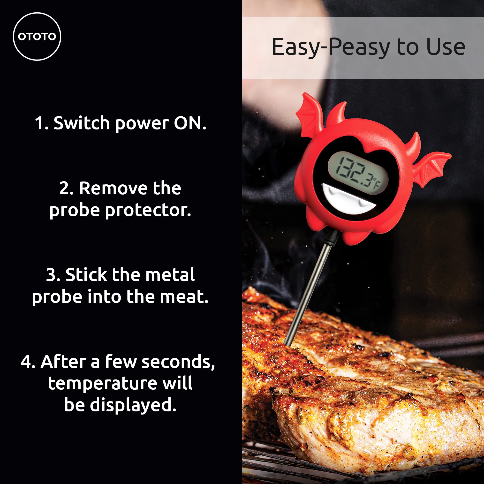 OTOTO Hell Done Halloween Meat Thermometer Digital - Spooky Food for Cooking, for Meat, Digital, Cooking Gifts, Cute Kitchen Gadgets - Image 6