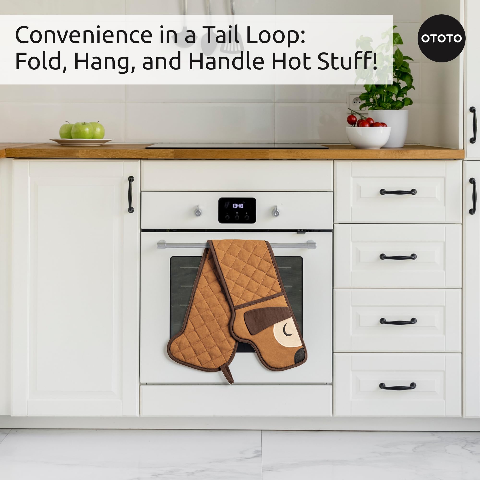 OTOTO Hot-Dog Double Oven Mitts Cute Funny - Gifts for Dog Lovers, Dachshund Themed Gifts, Heat Resistant, Kitchen Gadgets (Brown) - Image 5
