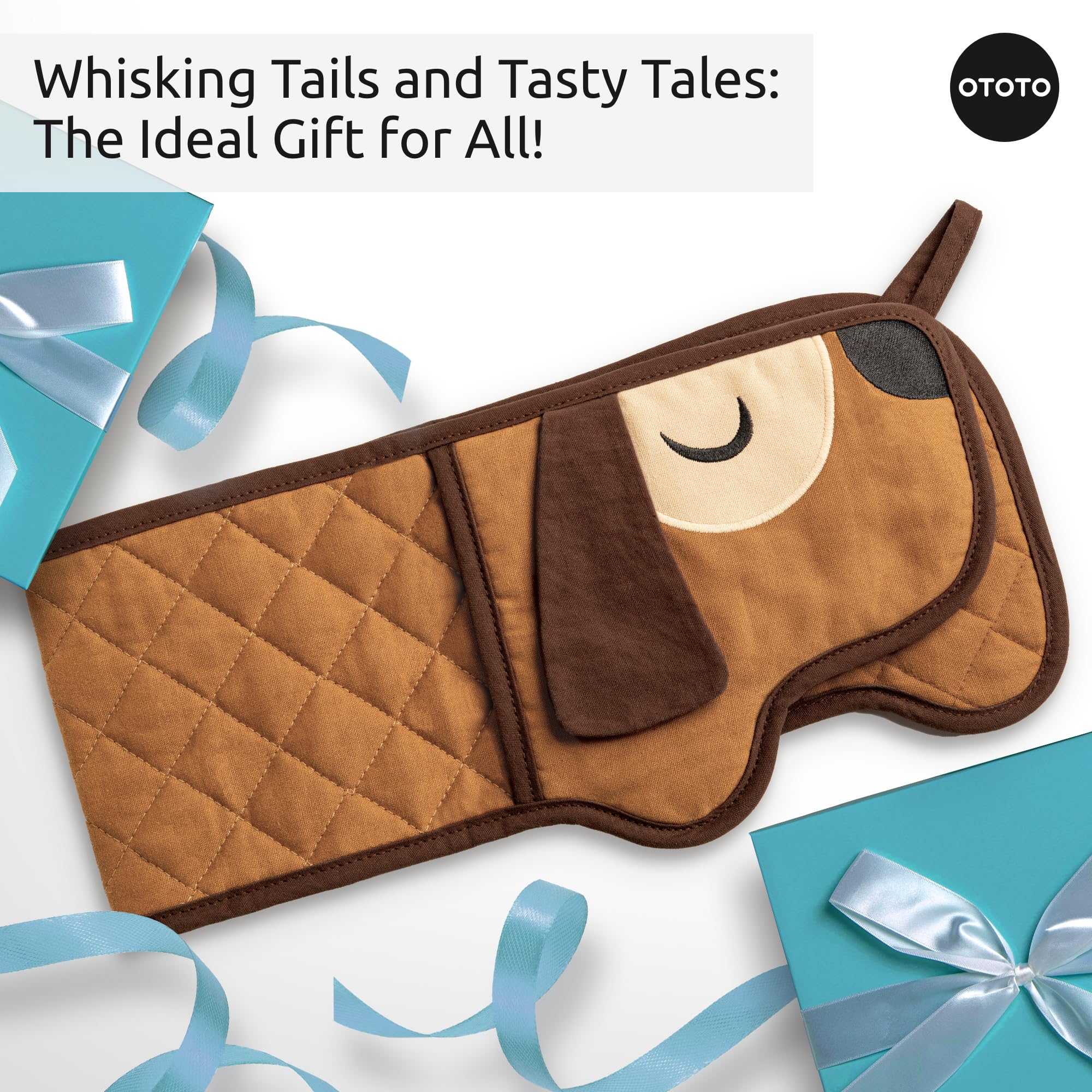 OTOTO Hot-Dog Double Oven Mitts Cute Funny - Gifts for Dog Lovers, Dachshund Themed Gifts, Heat Resistant, Kitchen Gadgets (Brown) - Image 7