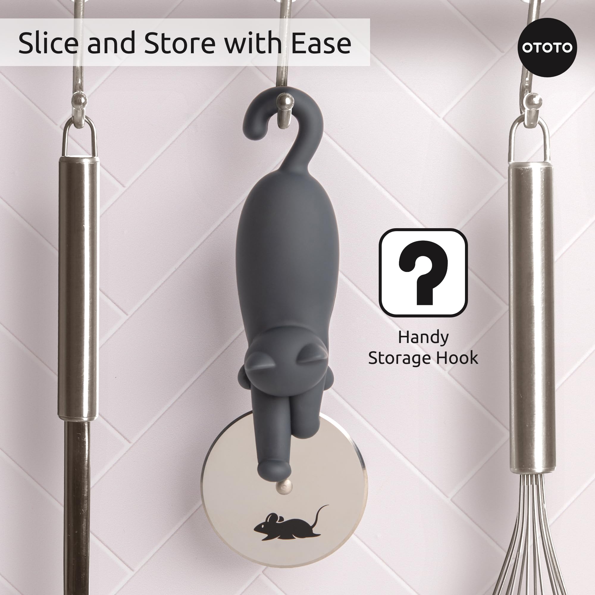 OTOTO Kitty Cut Pizza Cutter Wheel - Pizza Cutters Stainless Steel, Funny Kitchen Gadgets and Kitchen Gifts, Cat Gift for Women Cat Lovers (kitty cut) - Image 7