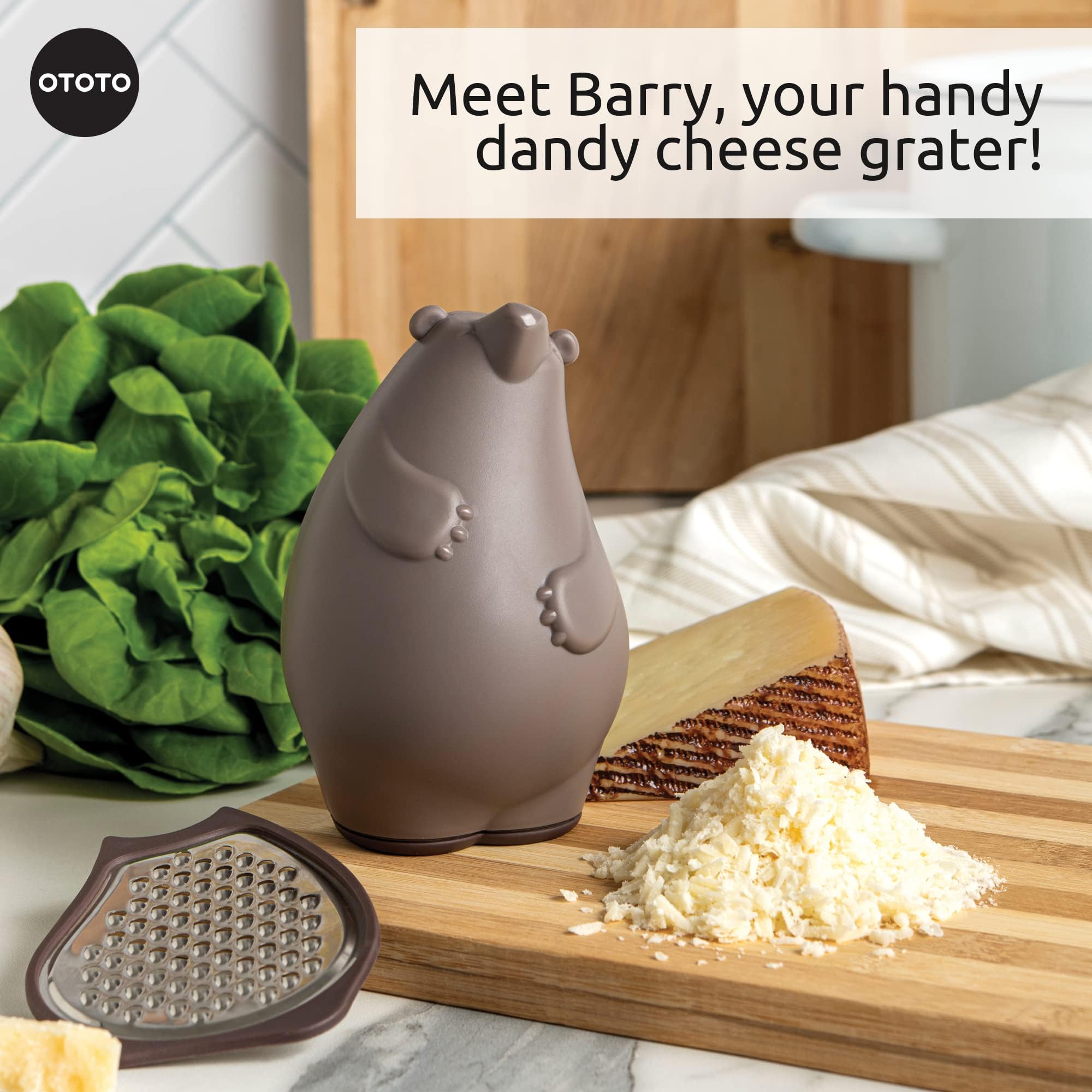 OTOTO Grater - Stainless Steel, BPA Free, Dishwasher Safe, Fun Kitchen Gadget, Vegetable Shredder, Cute Kitchen Gifts & Accessories (Barry The Bear Cheese Grater, Brown) - Image 5