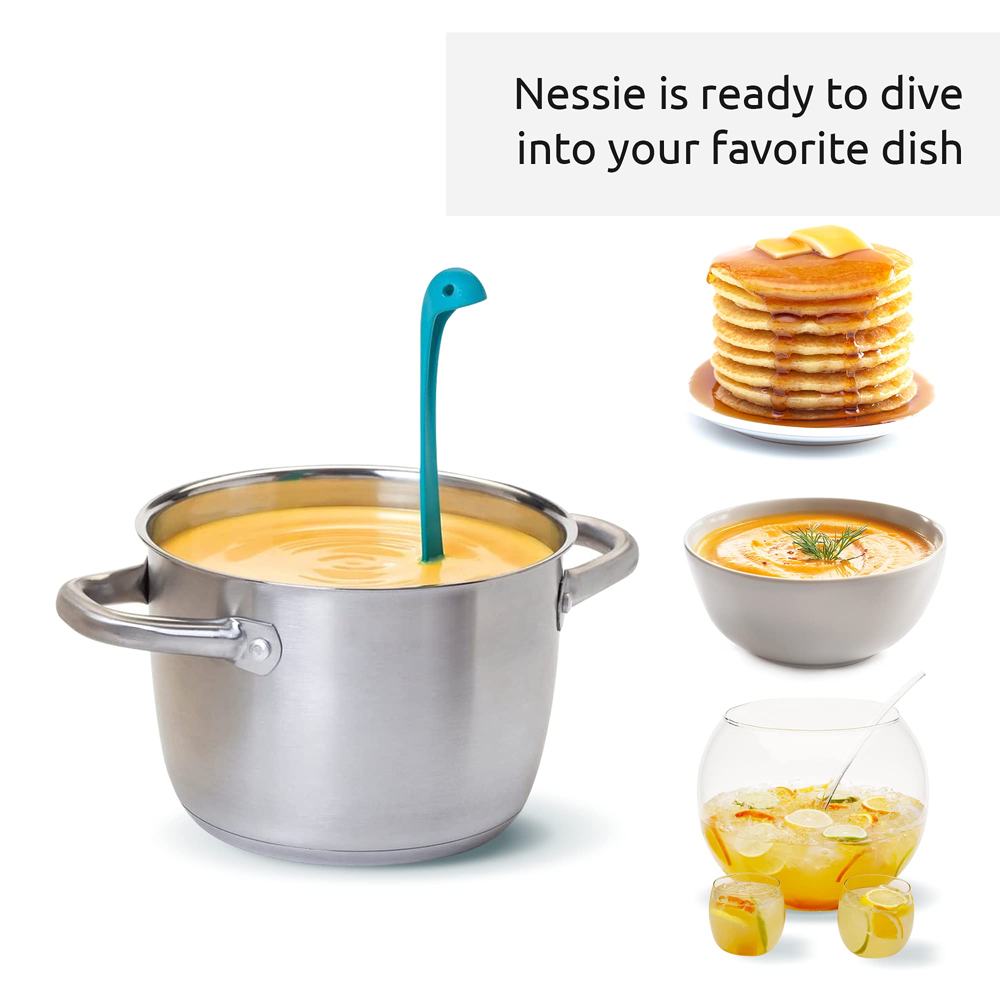 OTOTO Nessie Turquoise Original Nessie Ladle - Soup Ladle + Aqua the Crab Silicone Utensil Rest (Bundle of 2) - Image 3