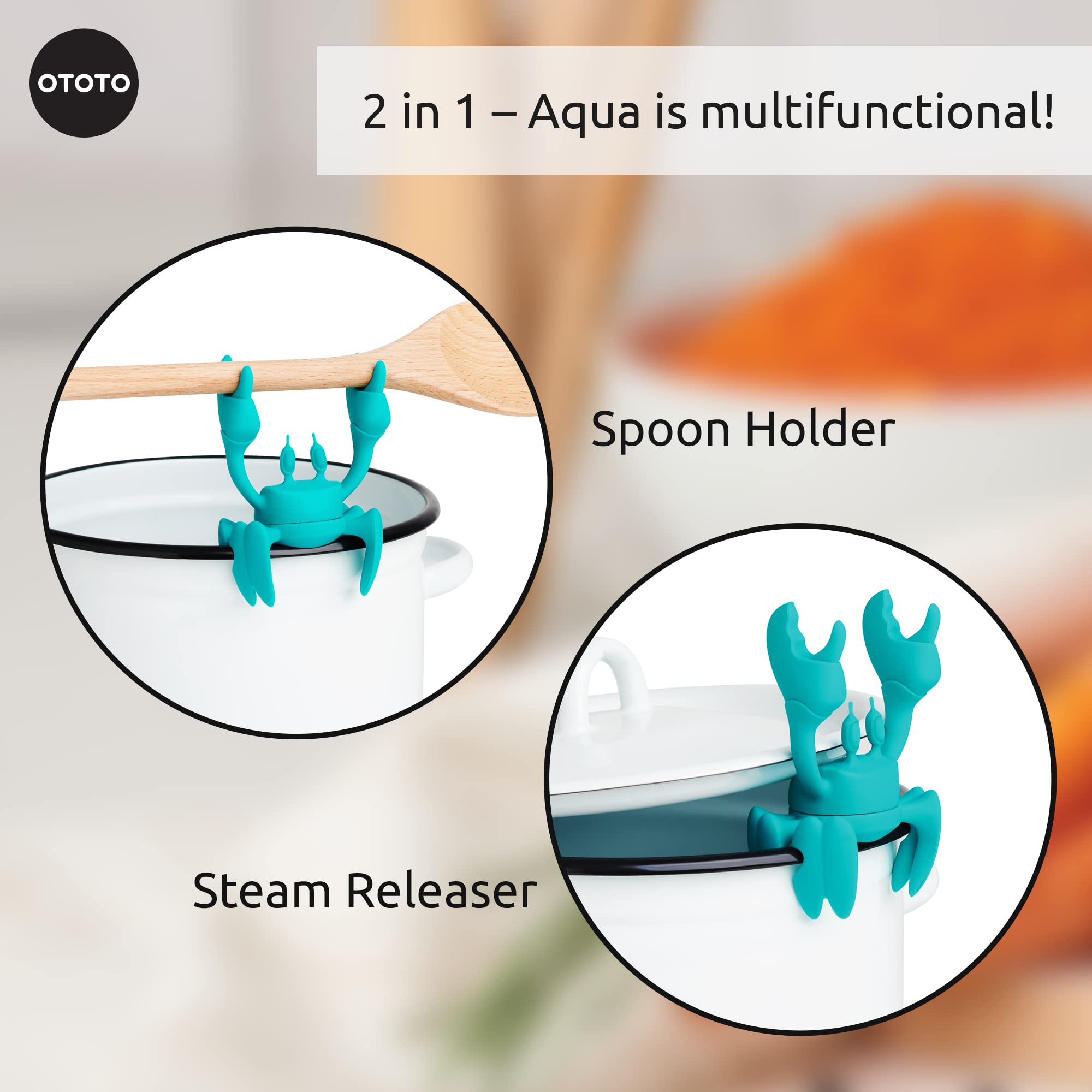 OTOTO Nessie Turquoise Original Nessie Ladle - Soup Ladle + Aqua the Crab Silicone Utensil Rest (Bundle of 2) - Image 8