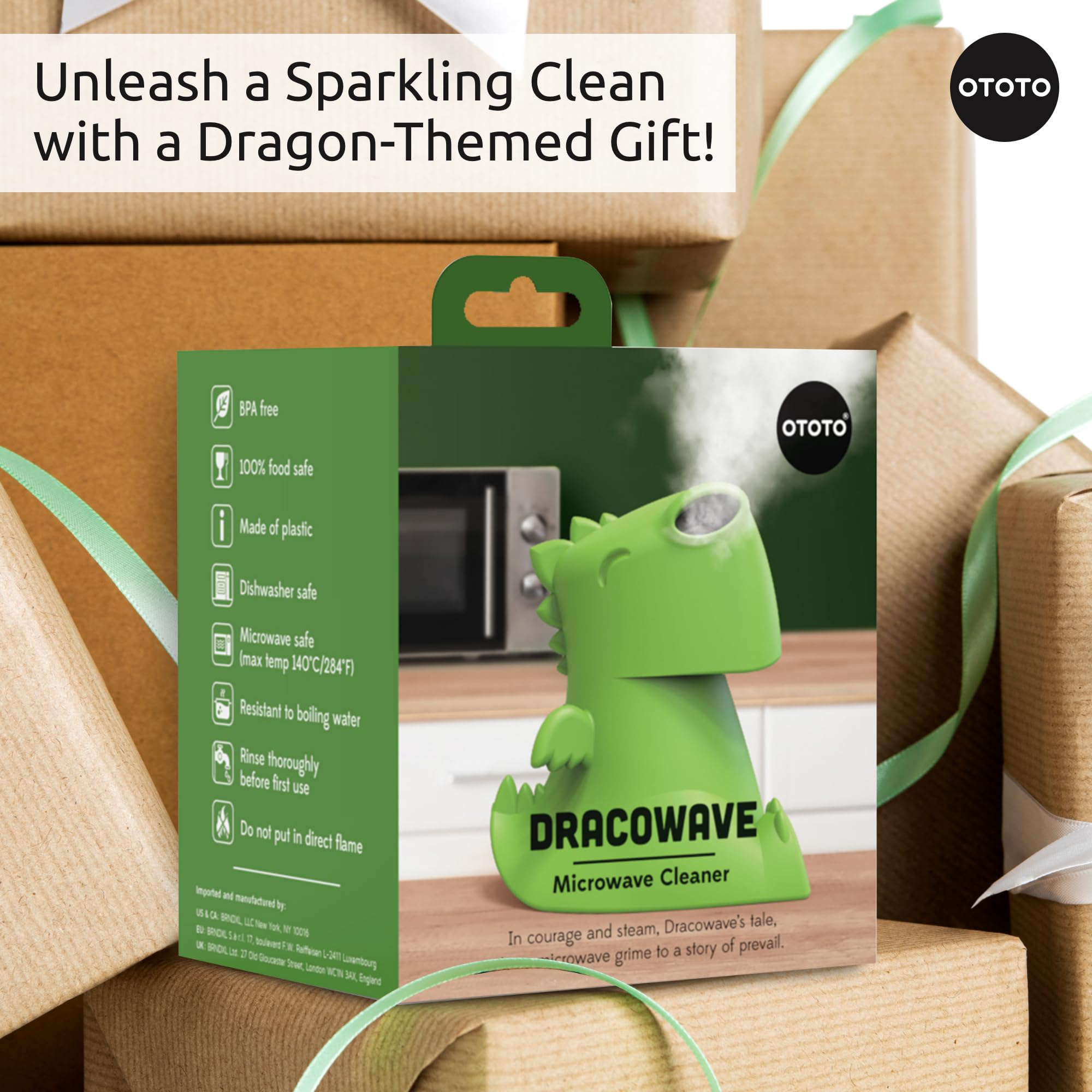 OTOTO NEW Dracowave Microwave Cleaner - Dragon Microwave Steam Cleaner, Cleans Grime in Minutes with Water and Vinegar - Cute Kitchen Gifts Accessories, Funny Kitchen Gadgets, White Elephant Gifts - Image 7