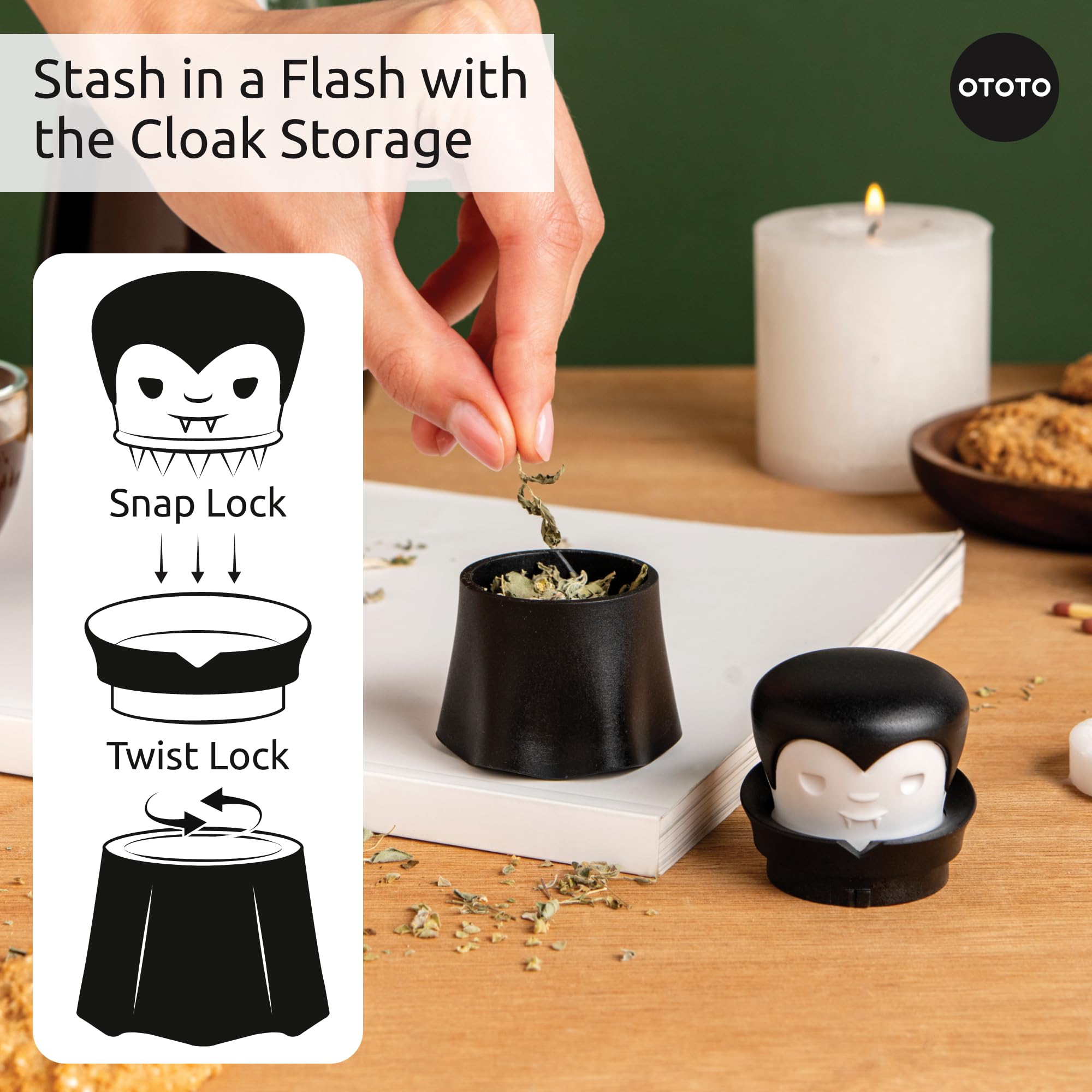 OTOTO New Grindula Herb Grinder - Dracula Gothic Manual Spice Grinder for Kitchen, Halloween Mini Spice Grinder, Unique Kitchen Gadgets, Goth Accessories, Spooky Goth Kitchen Gifts, Black - Image 3