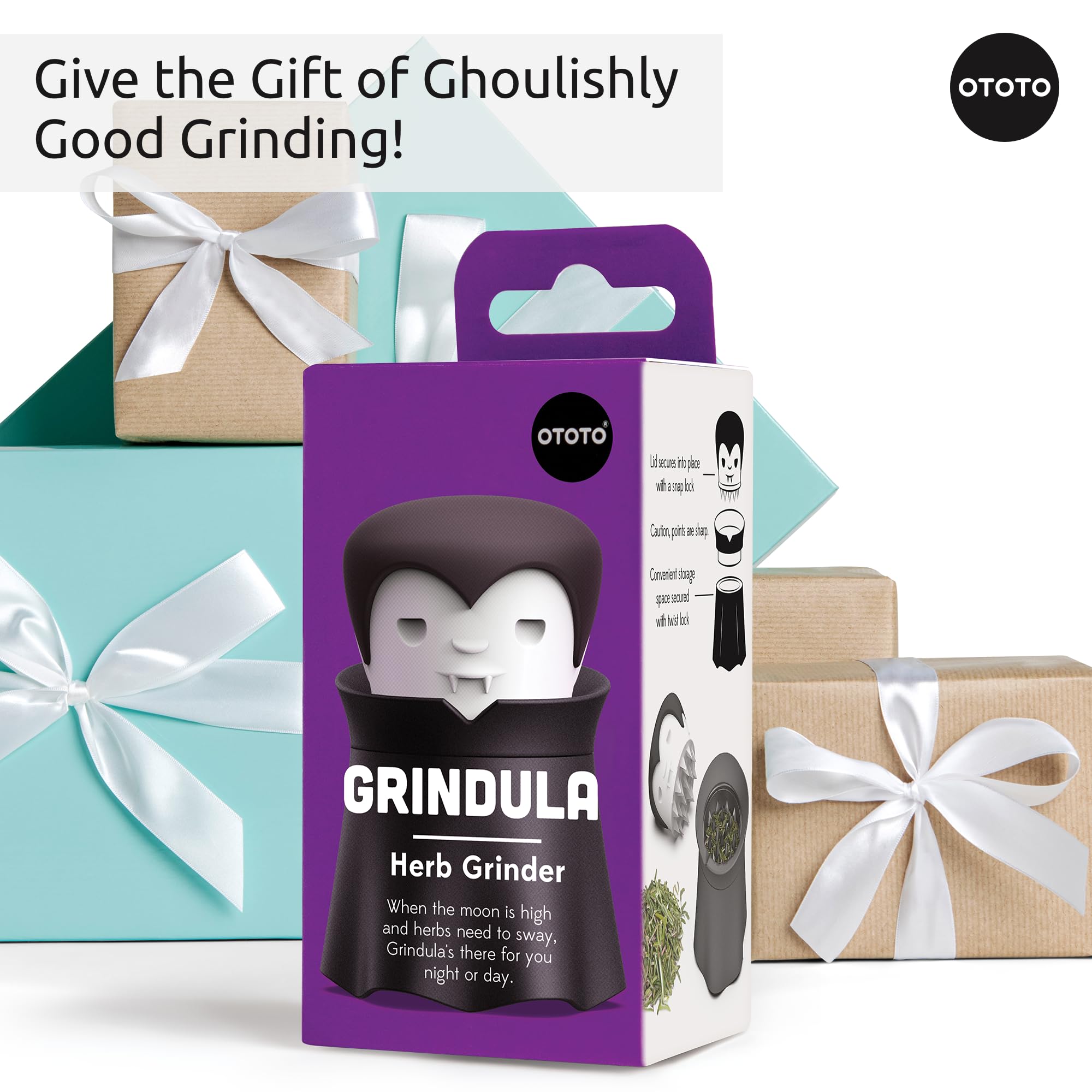 OTOTO New Grindula Herb Grinder - Dracula Gothic Manual Spice Grinder for Kitchen, Halloween Mini Spice Grinder, Unique Kitchen Gadgets, Goth Accessories, Spooky Goth Kitchen Gifts, Black - Image 7