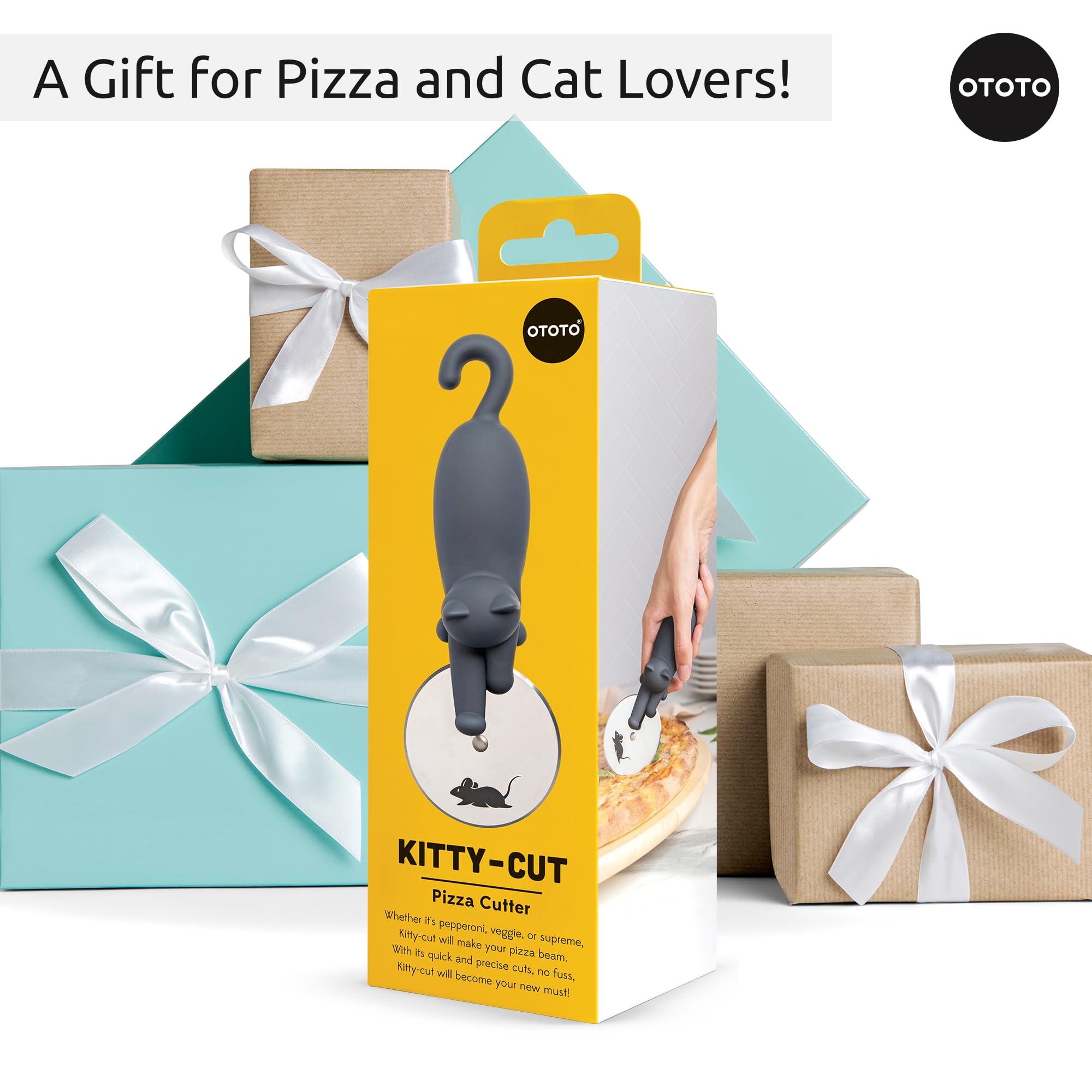 OTOTO Kitty Cut Pizza Cutter Wheel - Pizza Cutters Stainless Steel, Funny Kitchen Gadgets and Kitchen Gifts, Cat Gift for Women Cat Lovers (kitty cut) - Image 8
