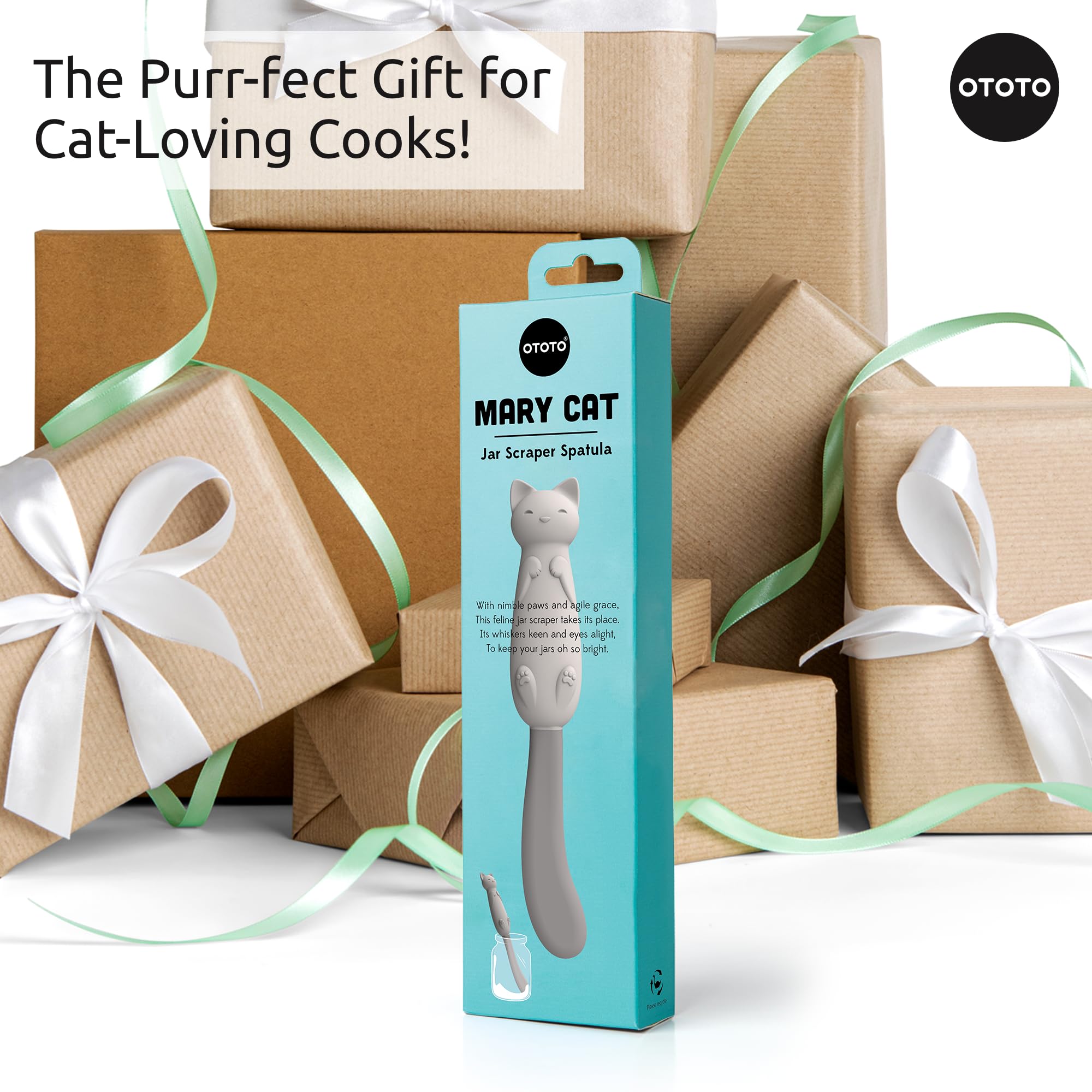 OTOTO New Kitty Cut Pizza Cutter Wheel, New Katie Black Cat Soup Ladle, and Mary Cat Jar Scraper Spatula for Scooping (Bundle of 3) - Image 9