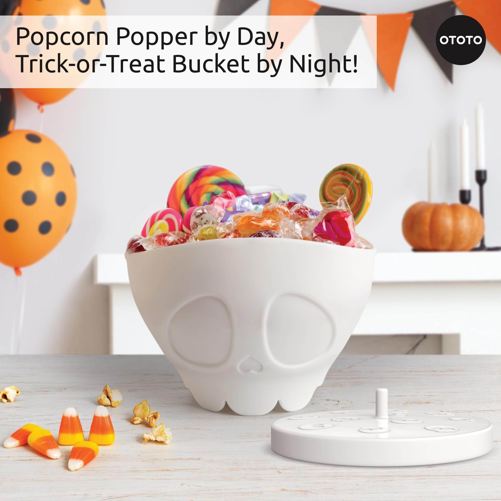 OTOTO New Scary Poppings Microwave Popcorn Popper - Gothic Popcorn Microwave Popper, Silicone Microwave Popcorn, Collapsible Bowl Popcorn Bowls, Halloween Goth Accessories Goth Gifts (White) - Image 4
