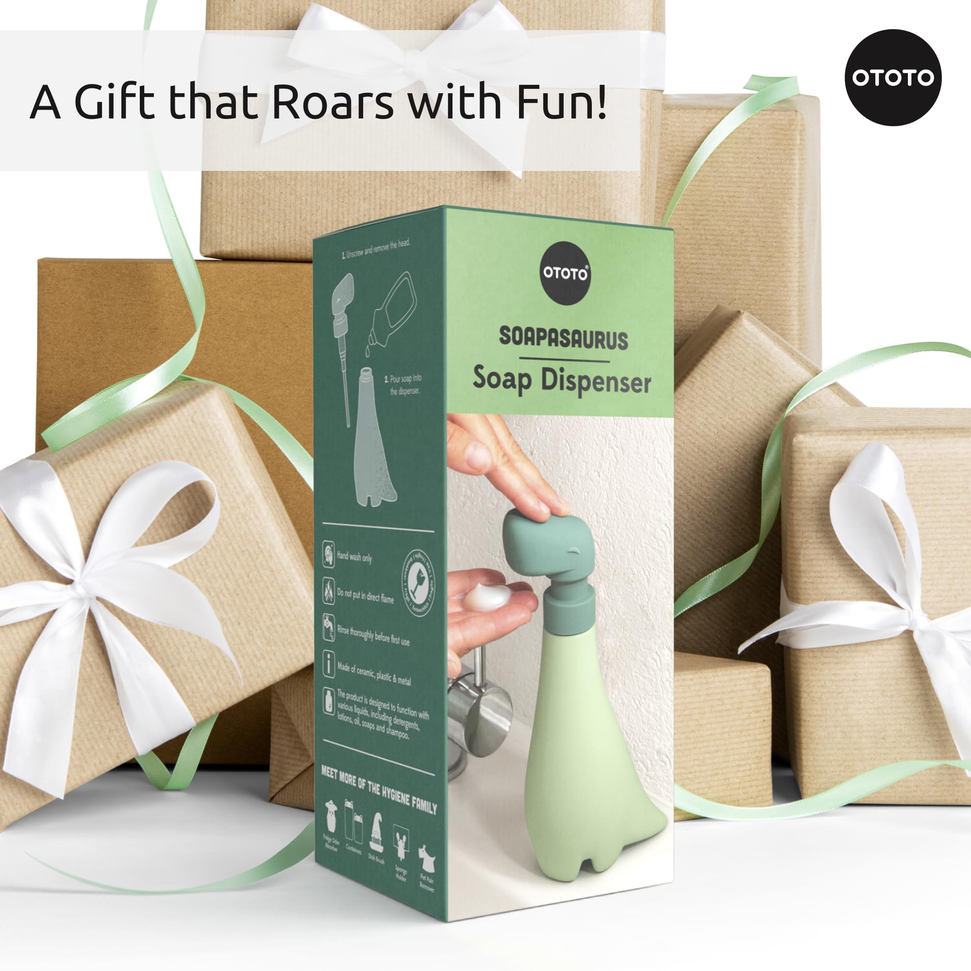 OTOTO New Soapasaurous Dino Hand Soap Dispenser - Cute Bathroom Accessories, Liquid Dish Soap Dispenser, Dinosaur, Cute Kitchen Accessories, Gifts for Kids - Image 8