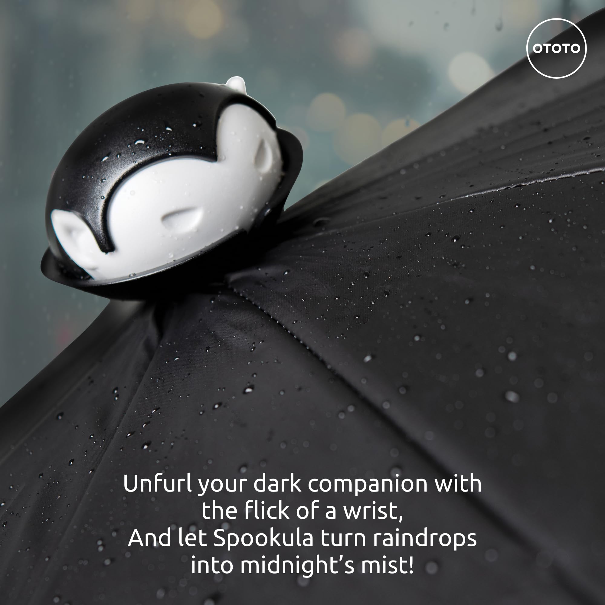 OTOTO NEW! Spookula Vampire Folding, Collapsible, Umbrella, Unique, Goth Accessories, Cool Gifts, Gothic, Black and White, Cute, Rain Umbrella, Spooky, Halloween - Image 4