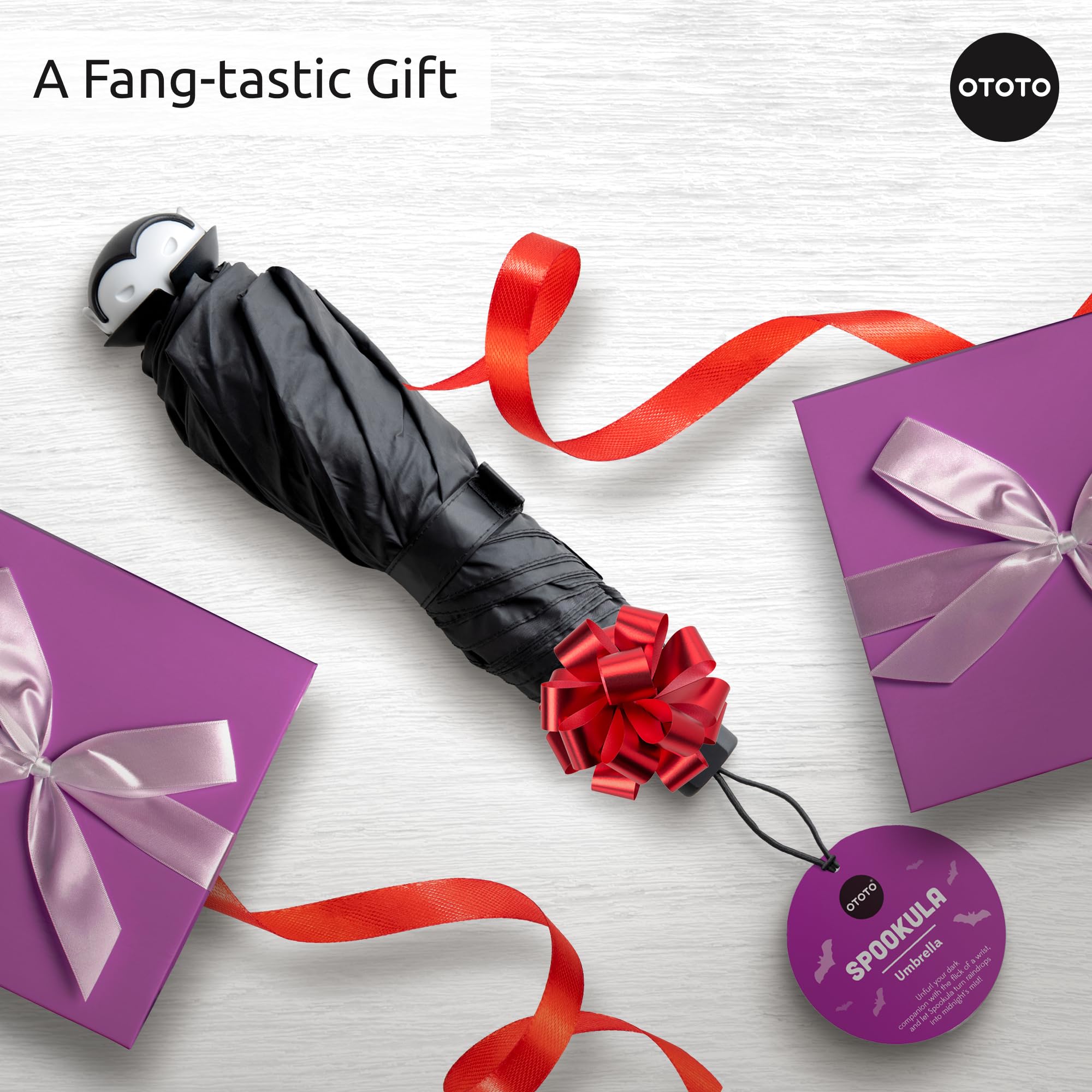 OTOTO NEW! Spookula Vampire Folding, Collapsible, Umbrella, Unique, Goth Accessories, Cool Gifts, Gothic, Black and White, Cute, Rain Umbrella, Spooky, Halloween - Image 7