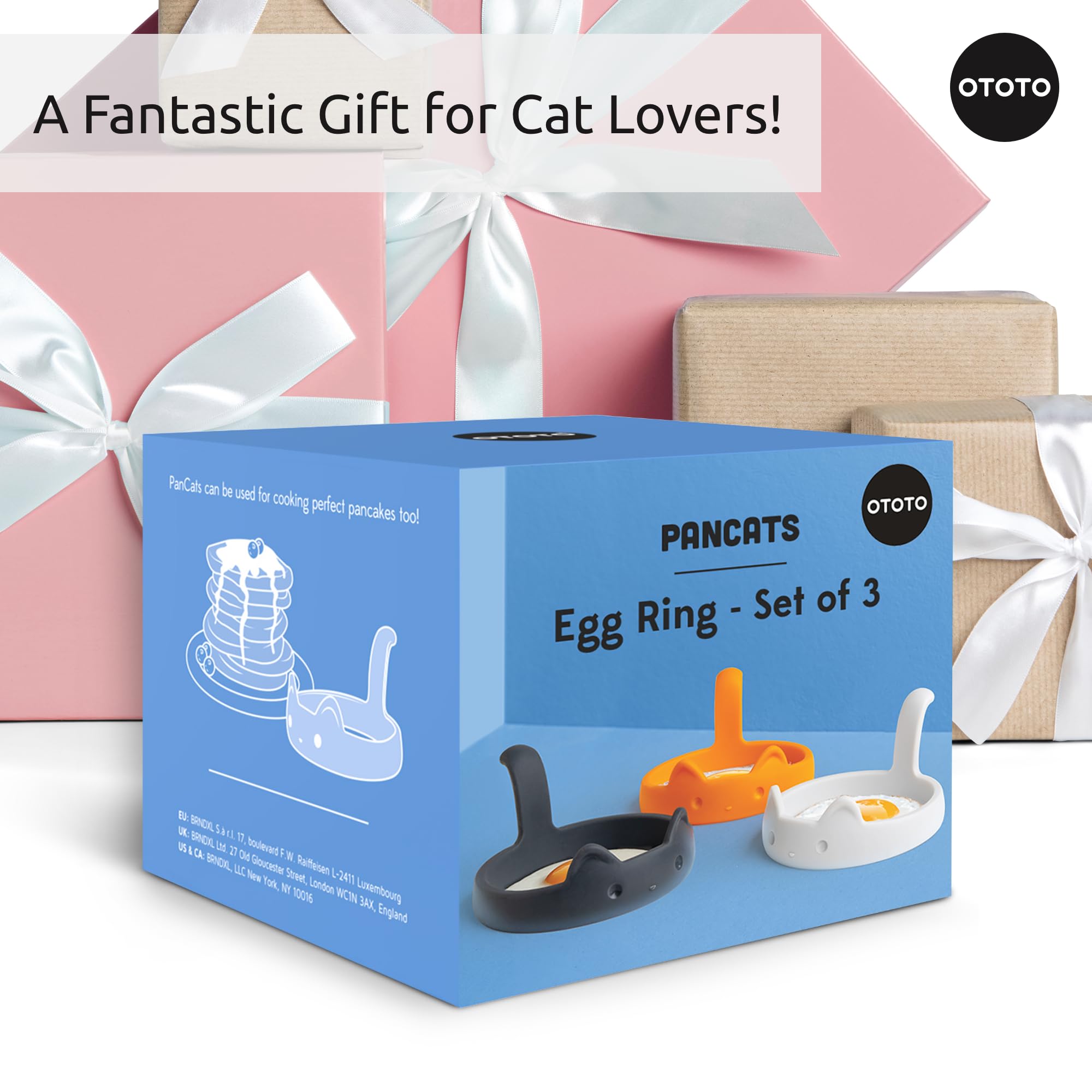 OTOTO PanCats Egg Ring Set of 3 - Silicone Egg Rings for Frying Eggs, Non Stick Fried Egg Cooker Ring, Cat Gifts for Cat Lovers, Cute Funny Kitchen Accessories Gadgets, Separator (Multicolor) - Image 7