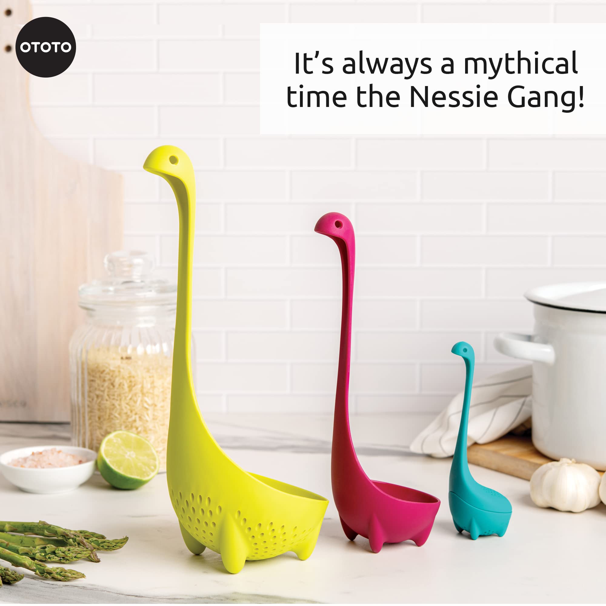 The Nessie Family by OTOTO - Pack of 3 Tea Infuser, Soup Ladle, and Colander - Cute Kitchen Accessories, Cooking Gifts, Funny Kitchen Gadgets, Kitchen Gifts - Image 7